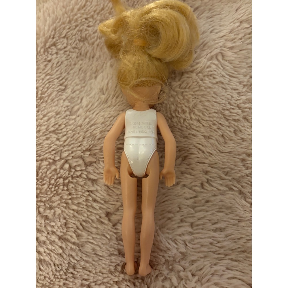 Mattel Barbie Chelsea Doll Blonde Blue Eyes Dinosaur Striped Swimsuit 2016 - Picture 3 of 6